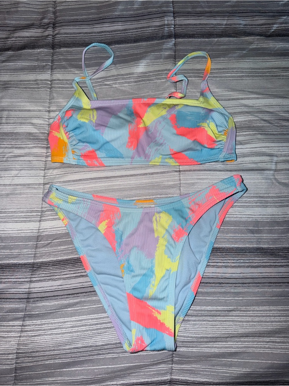 wild fable Multicolor Brushstroke Bikini — Light Blue, Pink, Yellow, Purple